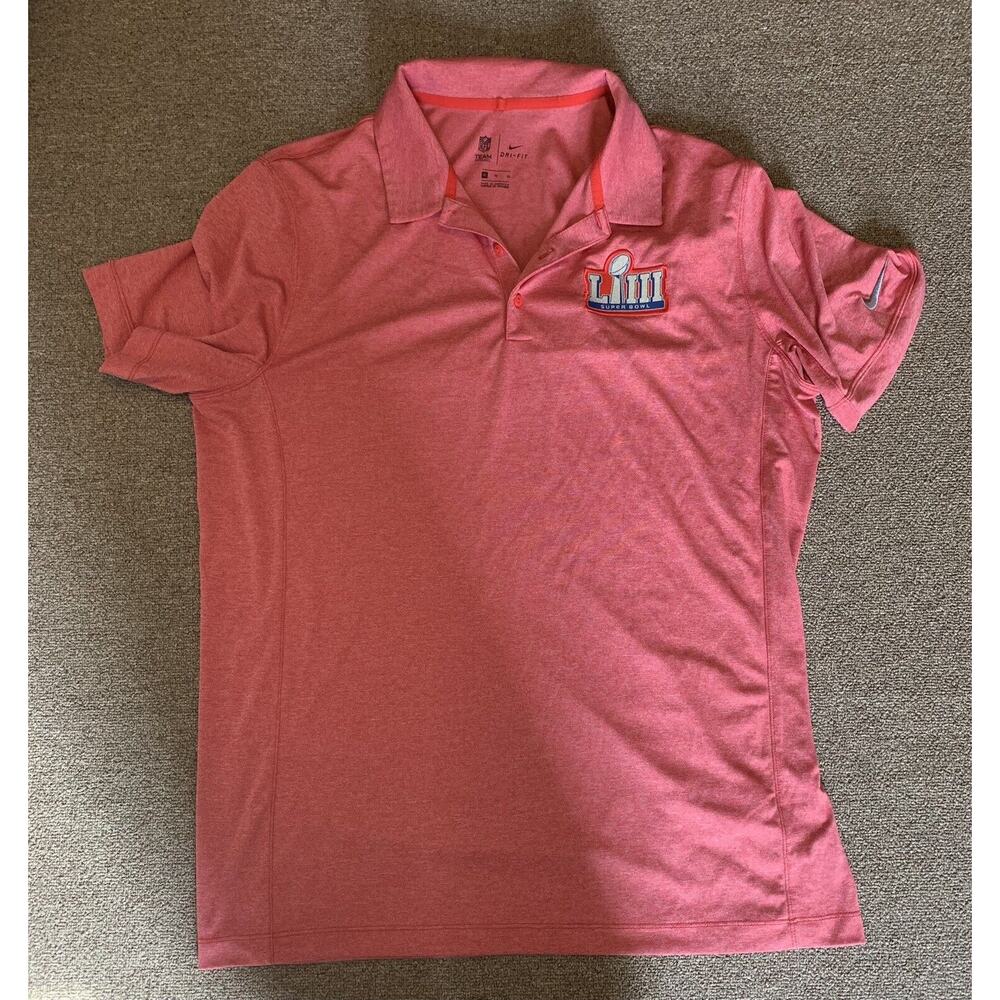 Nike Dri-Fit NFL Team Apparel Super Bowl 53 LIII Men's Golf Polo Shirt Sz XL Red